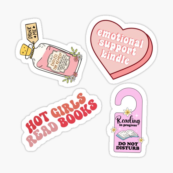 Kindle Girlie Sticker Book Lovers Bookish Booktok Novel Sticker Romance  Reader Kindle Sticker Love Reading Hot Pink Die-Cut Waterproof Vinyl  Stickers