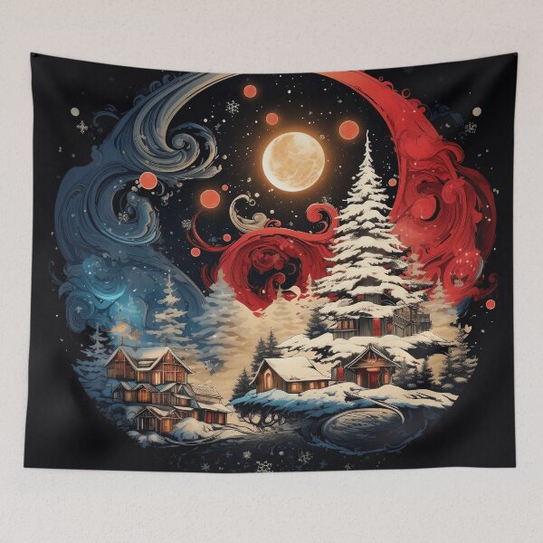 Item preview, christmas ying yang holiday print designed and sold by dcrc.