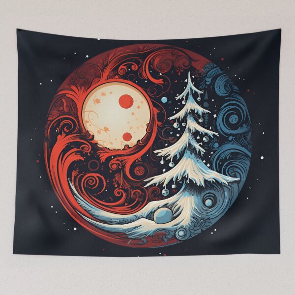 Item preview, Christmas ying yang holiday print designed and sold by dcrc.
