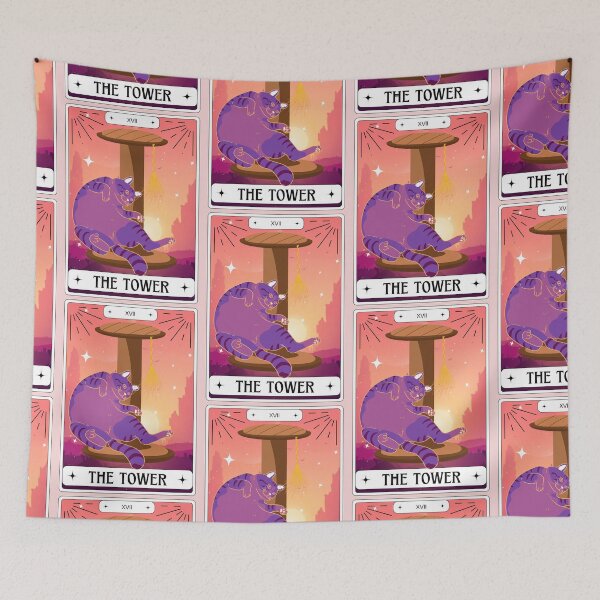 Item preview, Tarot Card Cheshire Cat The Tower designed and sold by BettySpicer.
