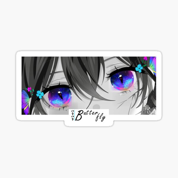 Aperçu de l'œuvre Yeux Anime Paisibles Papillon Manga Art Otaku Japonais créée et vendue par Otakurypto.
