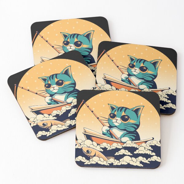 Item preview, Cute cat goes fishing designed and sold by allabtmeowlife.