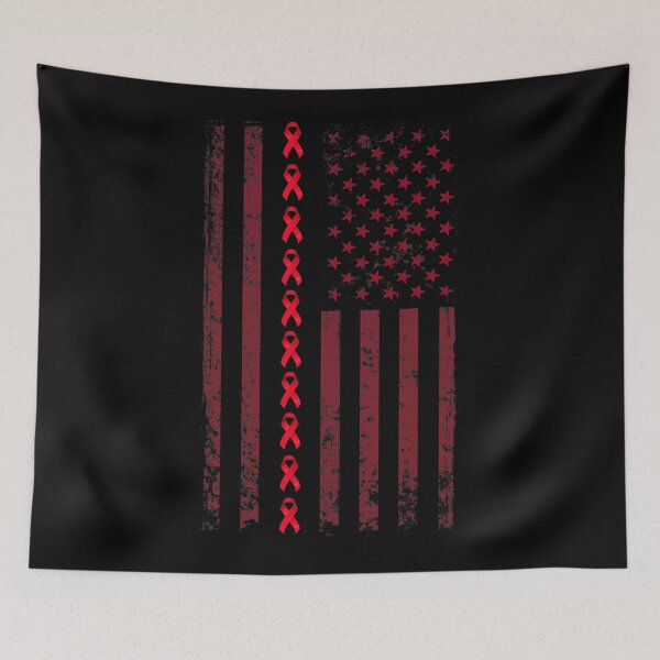Item preview, hiv aids awareness red ribbon us flag  (1) designed and sold by defabiosofxs.