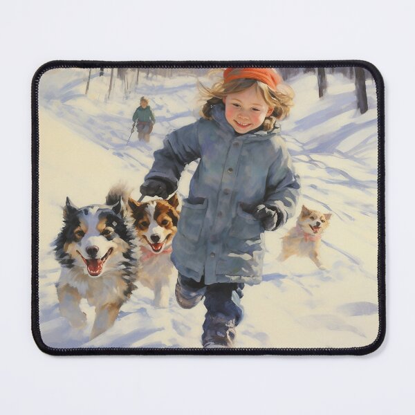 Item preview, Girl Hiking in the Snow with her Dogs designed and sold by dcrc.
