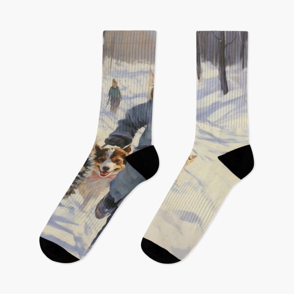 Item preview, Girl Hiking in the Snow with her Dogs designed and sold by dcrc.