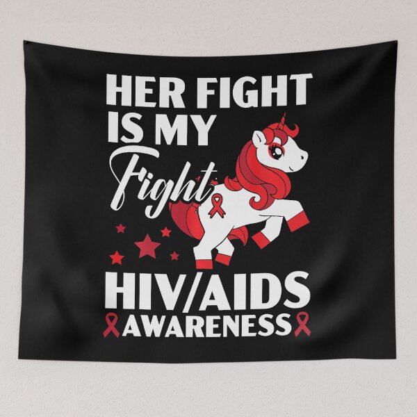Item preview, Her Fight Is My Fight HIV AIDS Awareness Unicorn Lover designed and sold by EagmianPheolea.