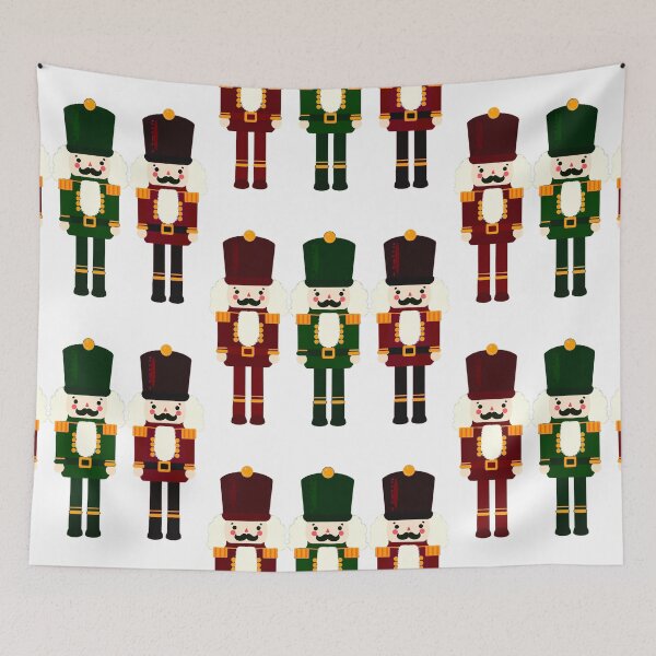 Item preview, Dark Red and Green Nutcracker Trio - Christmas Nutcracker Toy Soldiers - Graphic Art Illustration - White Background  designed and sold by Star-Fragment.