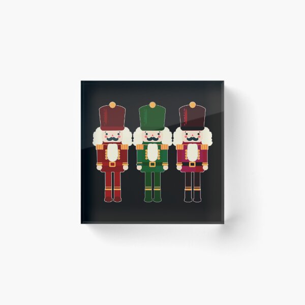 Item preview, Dark Red and Green Nutcracker Trio - Christmas Nutcracker Toy Soldiers - Graphic Art Illustration - Black Background  designed and sold by Star-Fragment.