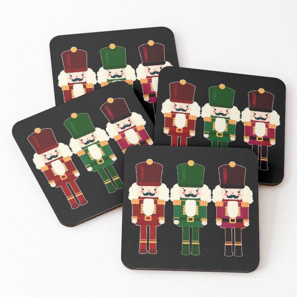 Item preview, Dark Red and Green Nutcracker Trio - Christmas Nutcracker Toy Soldiers - Graphic Art Illustration - Black Background  designed and sold by Star-Fragment.