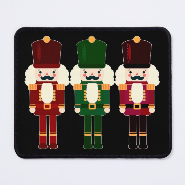 Item preview, Dark Red and Green Nutcracker Trio - Christmas Nutcracker Toy Soldiers - Graphic Art Illustration - Black Background  designed and sold by Star-Fragment.