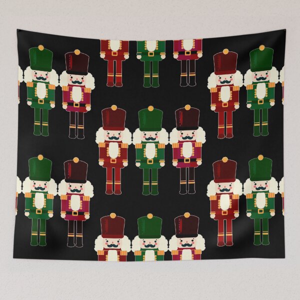 Item preview, Dark Red and Green Nutcracker Trio - Christmas Nutcracker Toy Soldiers - Graphic Art Illustration - Black Background  designed and sold by Star-Fragment.