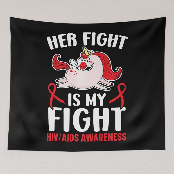 Item preview, Her Fight Is My Fight HIV AIDS Awareness Unicorn Lover designed and sold by EagmianPheolea.