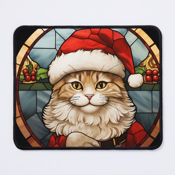 Item preview, adorable holiday stained glass christmas cat designed and sold by dcrc.