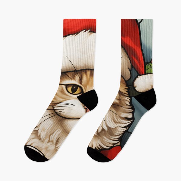 Item preview, adorable holiday stained glass christmas cat designed and sold by dcrc.