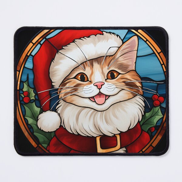 Item preview, adorable holiday stained glass christmas cat designed and sold by dcrc.