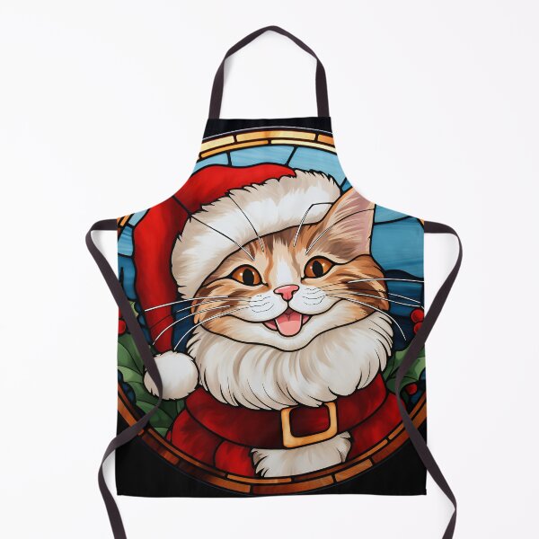 Item preview, adorable holiday stained glass christmas cat designed and sold by dcrc.