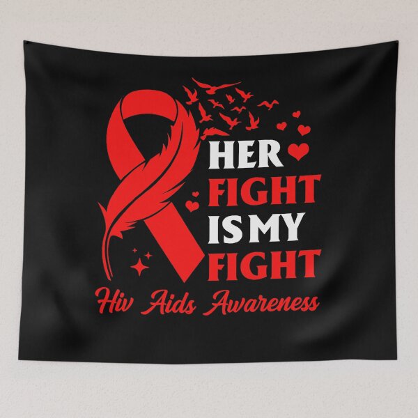 Item preview, Her Fight Is My Fight HIVAIDS Awareness Feather Red Ribbon designed and sold by EagmianPheolea.