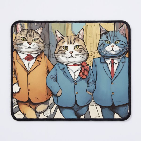 Item preview, Fluffy Fat Cats in suits walking down the street designed and sold by GraphicHabitatt.