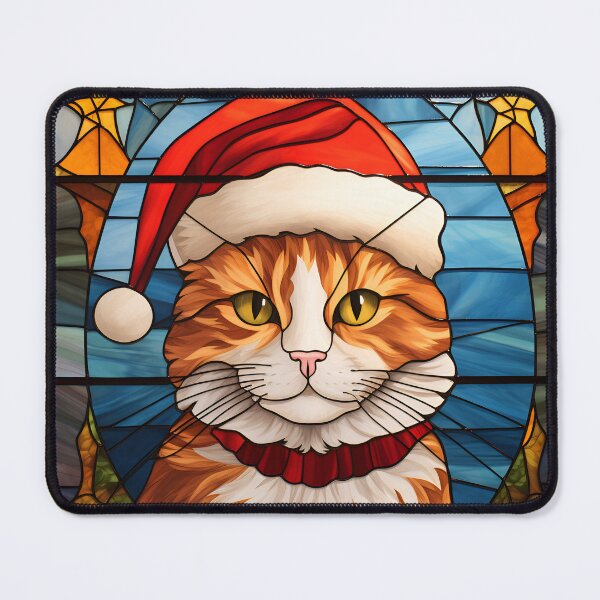 Item preview, adorable holiday stained glass christmas cat designed and sold by dcrc.