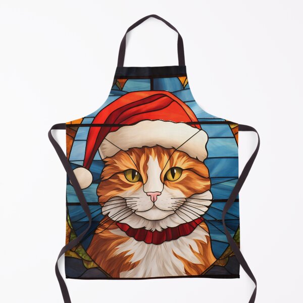 Item preview, adorable holiday stained glass christmas cat designed and sold by dcrc.