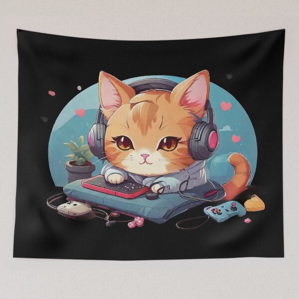 Item preview, Cute Cozy Gamer Kitten designed and sold by MindSmith.