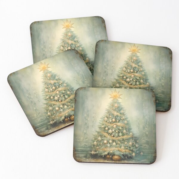 Item preview, Vintage Christmas tree painting designed and sold by AI-Only Creations.