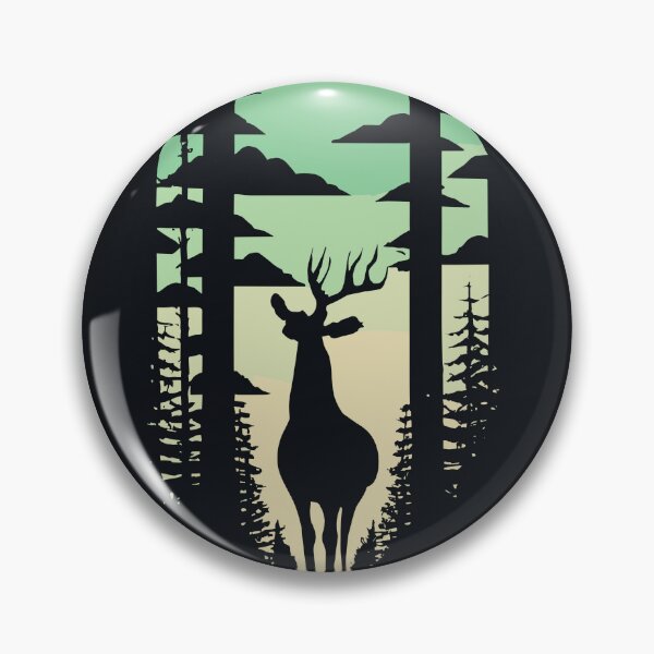 Item preview, Deer in a dark dense forest - visible silhouette and antlers of the deer against the background of trees designed and sold by desinganddecor.