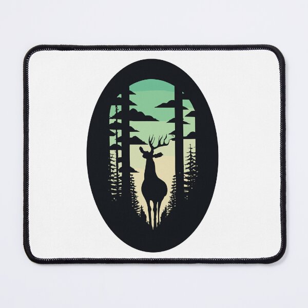 Item preview, Deer in a dark dense forest - visible silhouette and antlers of the deer against the background of trees designed and sold by desinganddecor.