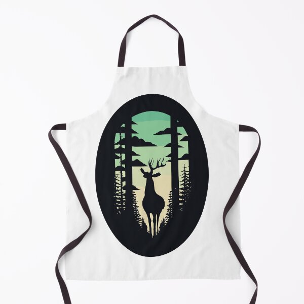 Item preview, Deer in a dark dense forest - visible silhouette and antlers of the deer against the background of trees designed and sold by desinganddecor.