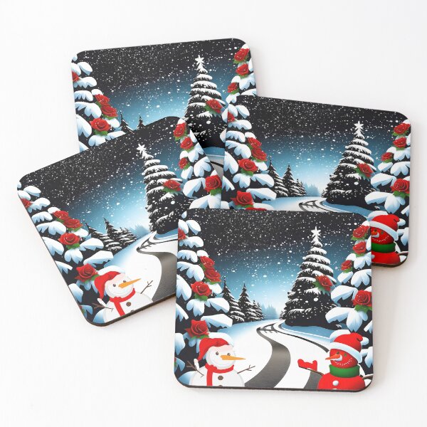 Item preview, Snow man and snow trees with Roses designed and sold by OutdoorArtistry.