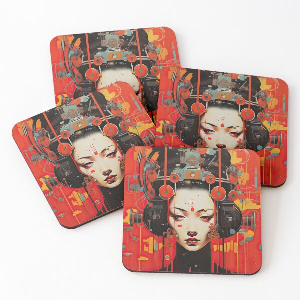 Item preview, Red Funky Illustration of Cyber Japanese Girl designed and sold by GulDesignCo.