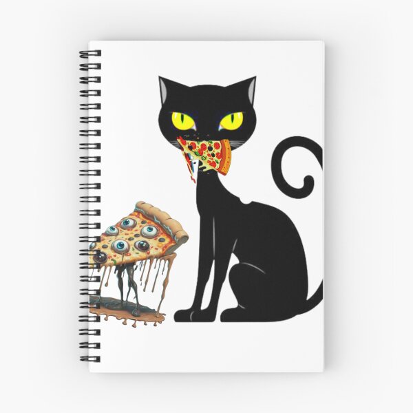 Item preview, "Cat eating a pizza" cute black cat enjoying pizza designed and sold by Obinne.