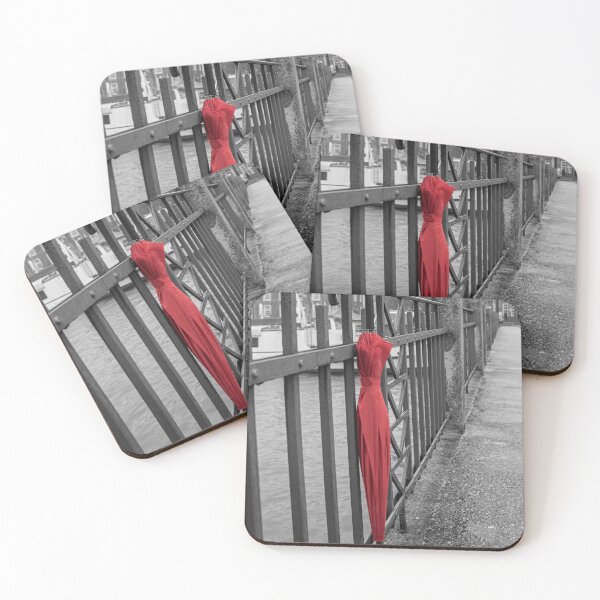 Item preview, Red umbrella on the railing designed and sold by Stefans-Bilder.