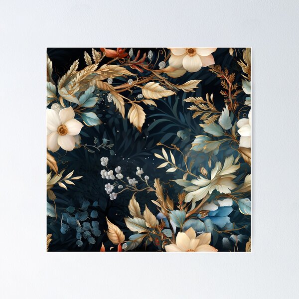 Item preview, Blue and Gold Winter Blossoms designed and sold by Immarcescible.