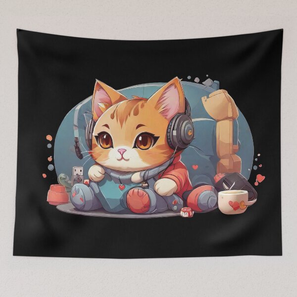 Item preview, Cute Cozy Gamer Kitten designed and sold by MindSmith.