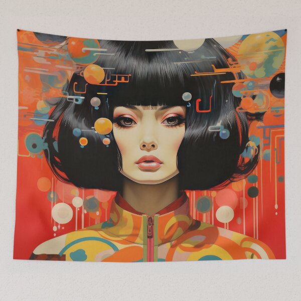 Item preview, Retro Surreal Girl Colorful Illustration designed and sold by GulDesignCo.