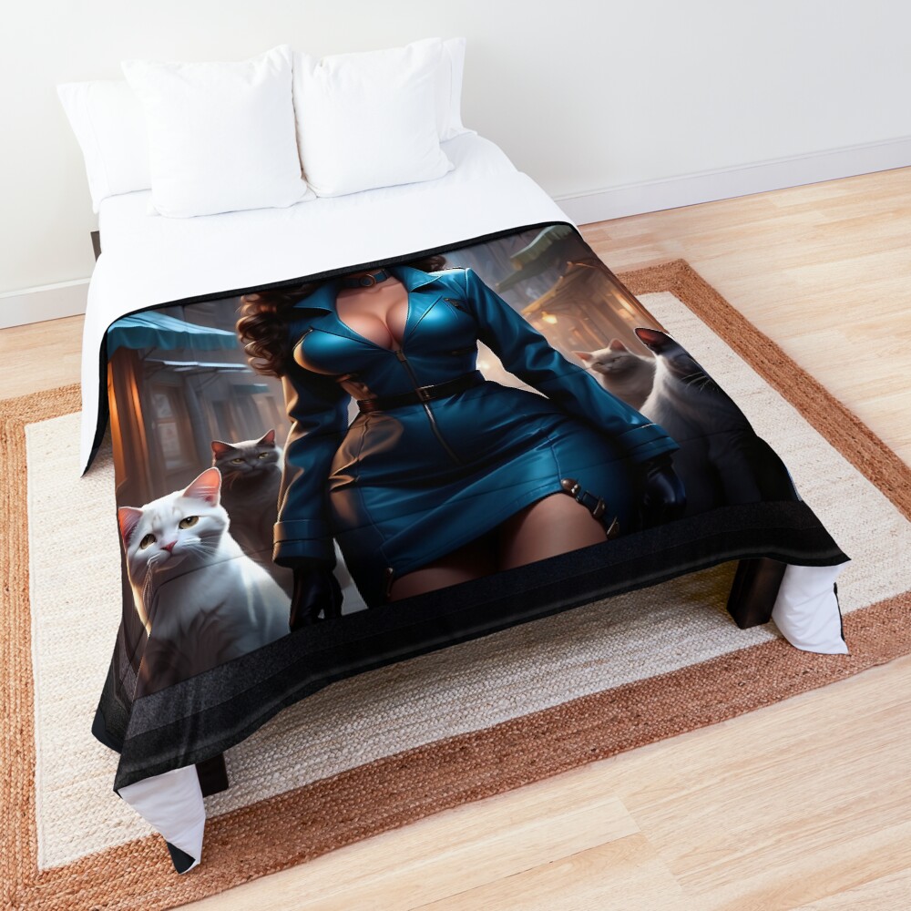 Chianna D'Torri Among The Augdinian Street Cats Gorgeous AI Concept Art by Xzendor7 Decorative Comforter Art Print