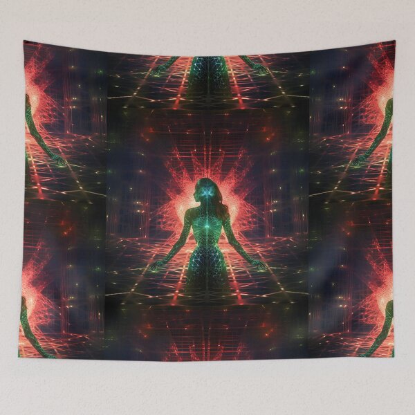 Item preview, Female figure in digital grids style designed and sold by AI-Only Creations.