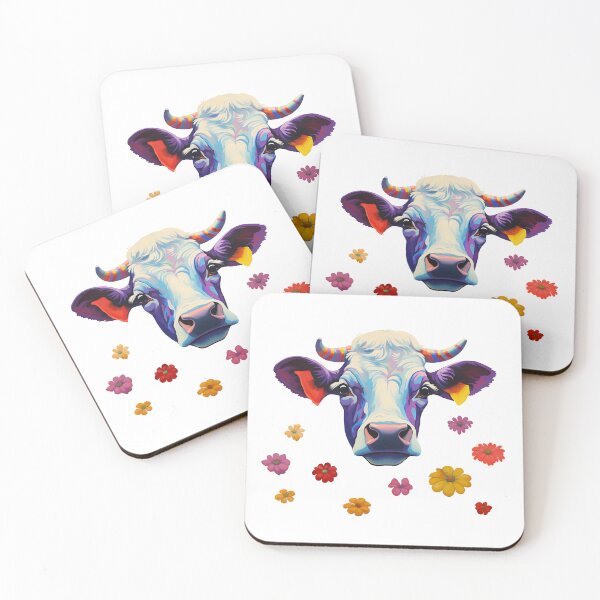 Item preview, Lovely Cow Painted with Colorful Flowers Around designed and sold by WickedFairySt.