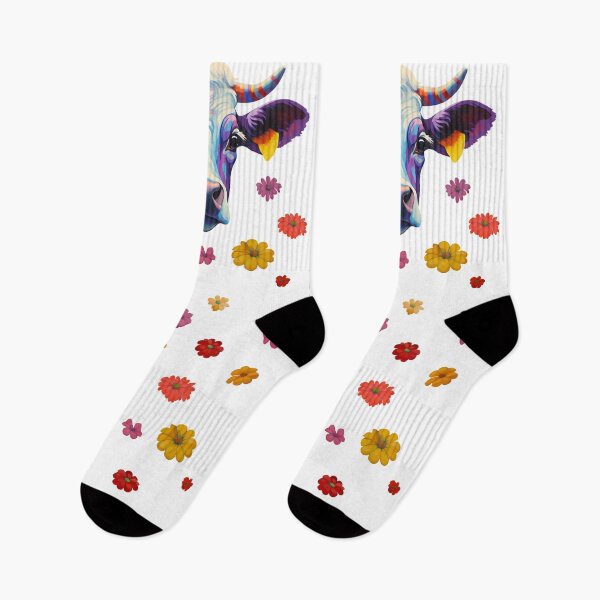 Item preview, Lovely Cow Painted with Colorful Flowers Around designed and sold by WickedFairySt.