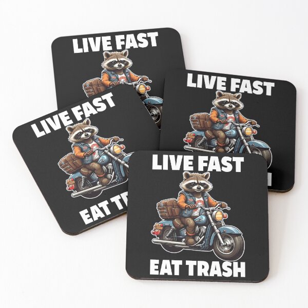 Item preview, Live Fast Eat Trash, Eat Trash Do Crime, Racoon Ride a Motorcycle, Funny Raccoon designed and sold by Porcupine Tees ⭐⭐⭐⭐⭐.