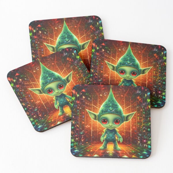 Item preview, Christmas elf in digital grids style designed and sold by AI-Only Creations.