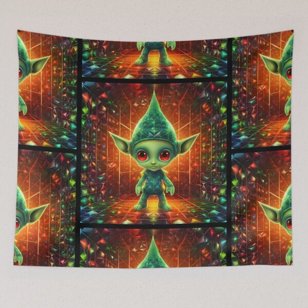 Item preview, Christmas elf in digital grids style designed and sold by AI-Only Creations.