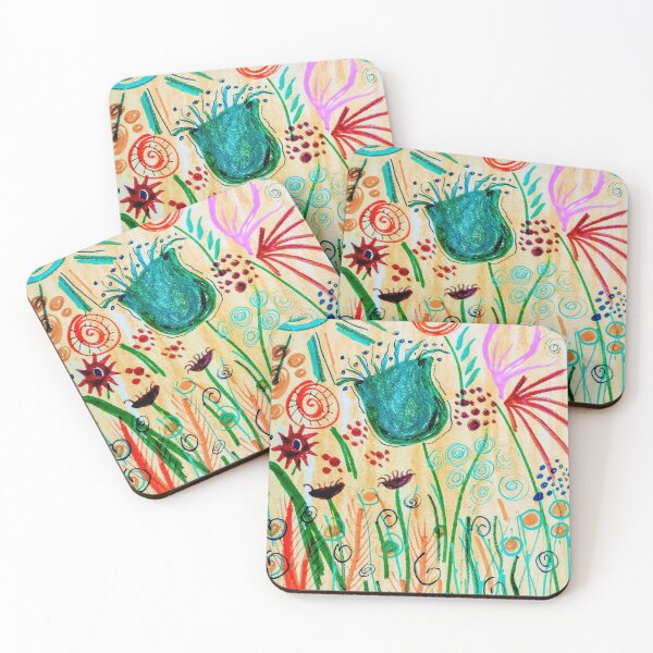 Item preview, Whimsical Garden with blue flower designed and sold by ArtbyColleen.