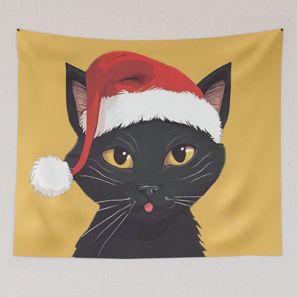 Item preview, Funny black cat santa designed and sold by zanifun.