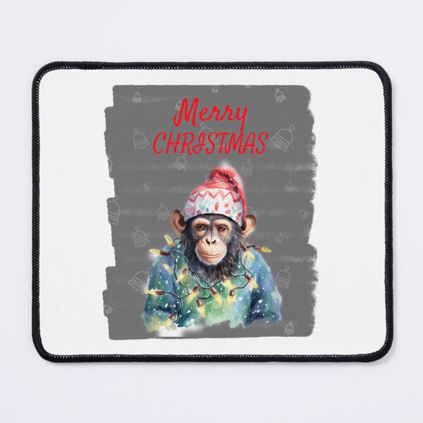 Item preview, Chimpanzee Monkey in Christmas Tree Lights  Merry Christmas Wish Funny Christmas Animals designed and sold by OliveAndSnow.