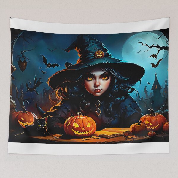 Item preview, Halloween Witch Amidst Carved Pumpkins designed and sold by Moriarty's Digital Visions.
