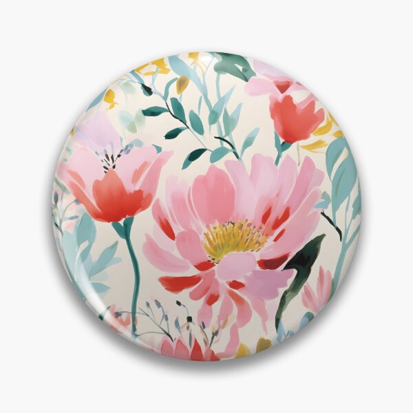 Item preview, Red pink and coral watercolor floral pattern designed and sold by meow-SN.