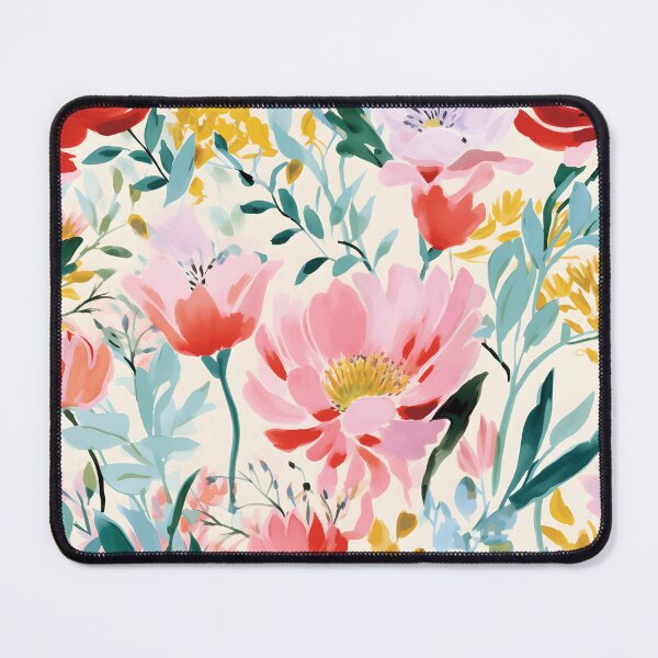 Item preview, Red pink and coral watercolor floral pattern designed and sold by meow-SN.