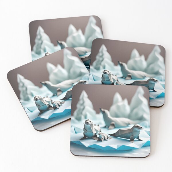 Item preview, Origami Art - Snowy Serenity: Majestic Seals in their Arctic Haven designed and sold by ArtfulFolds.